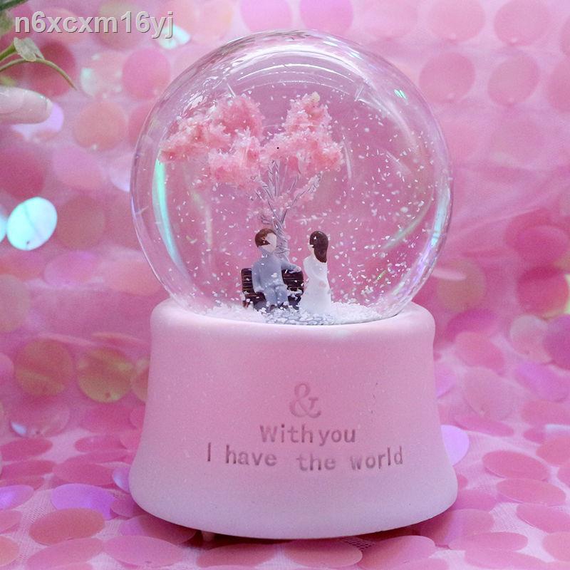 Cây hoa anh đào sáng tạo quả cầu pha lê hộp nhạc cho bạn gái ngày sinh viên tốt nghiệp món quà giáng ý nghĩa