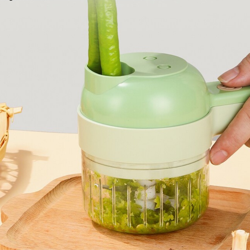 Máy xay tỏi ớt rau củ mini cầm tay đa năng, sử dụng pin sạc, cổng USB tiện lợi