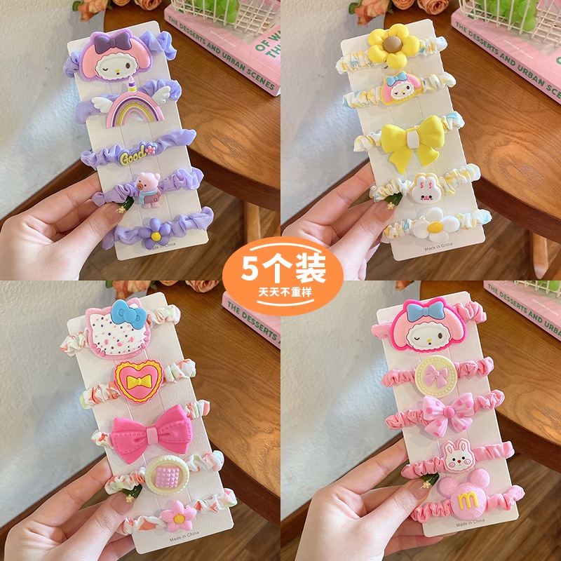 Bộ 5 Dây Buộc Tóc Cao Su Kiểu Hàn Quốc Dễ Thương Cho Bé|Dây Cột Tóc Cỡ Lớn Thiết Kế Dễ Thương Cho Nữ|Dây Buộc Tóc Đàn Hồi Tốt Không Đau Cho Bé