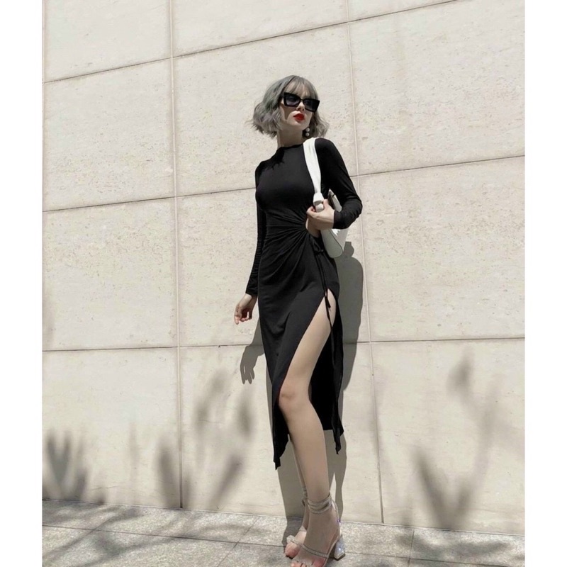 🌺 ĐẦM BODY TAY DÀI KHOÉT EO RÚT XẺ TÀ PHONG CÁCH DỰ TIỆC ✨ | BigBuy360 - bigbuy360.vn