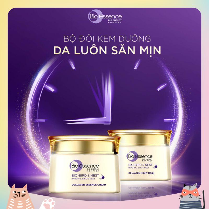 Bộ đôi Bio-Essence Bio-Bird's Nest dưỡng da tươi sáng căng mọng(Kem dưỡng 50gr + Mặt nạ ngủ Night Mask 50gr)