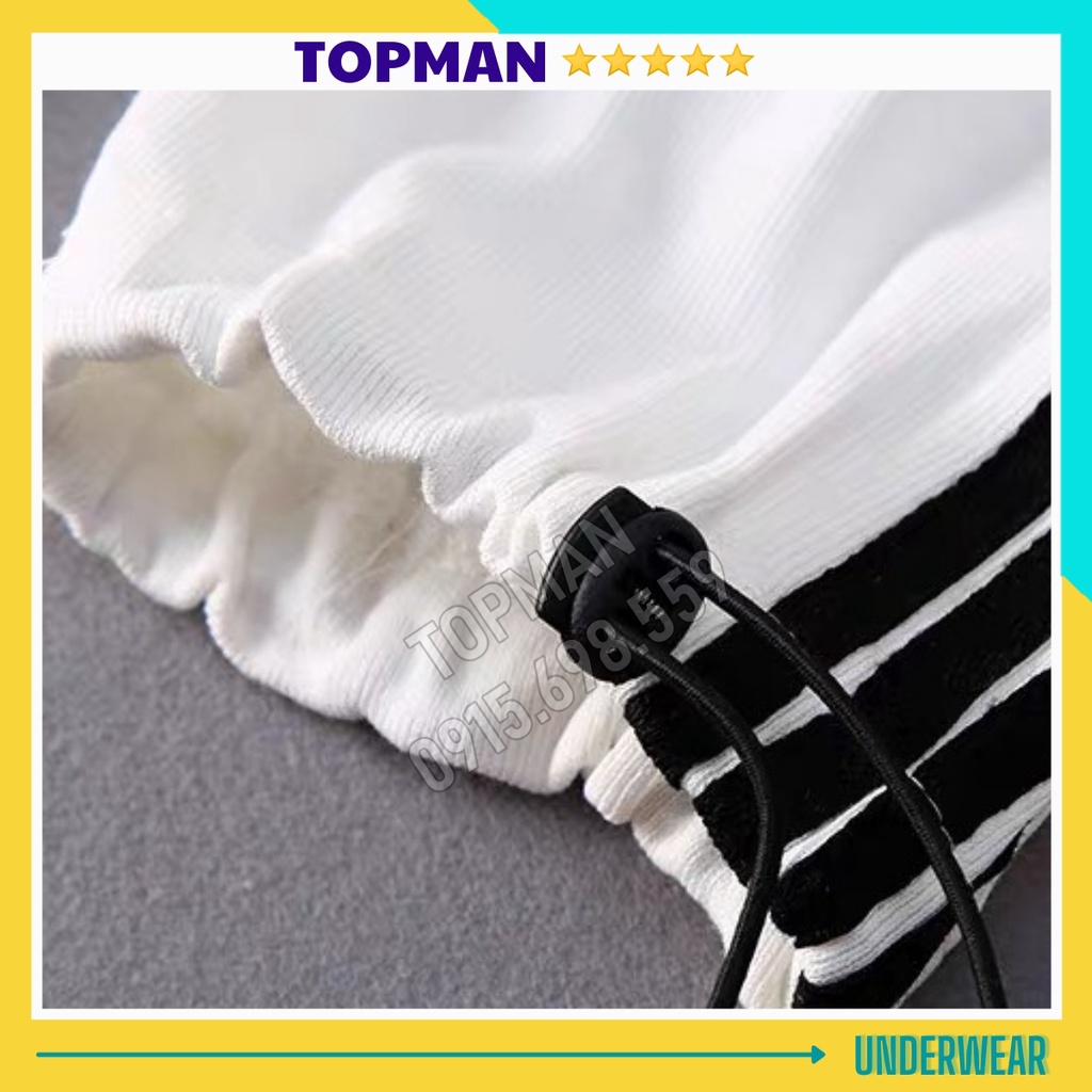 Quần Jogger Ống Rộng Nam Nữ Thể Thao 3 Sọc Để Suông Hoặc Rút Dây Bo Gấu Vải Dày Dặn Topman