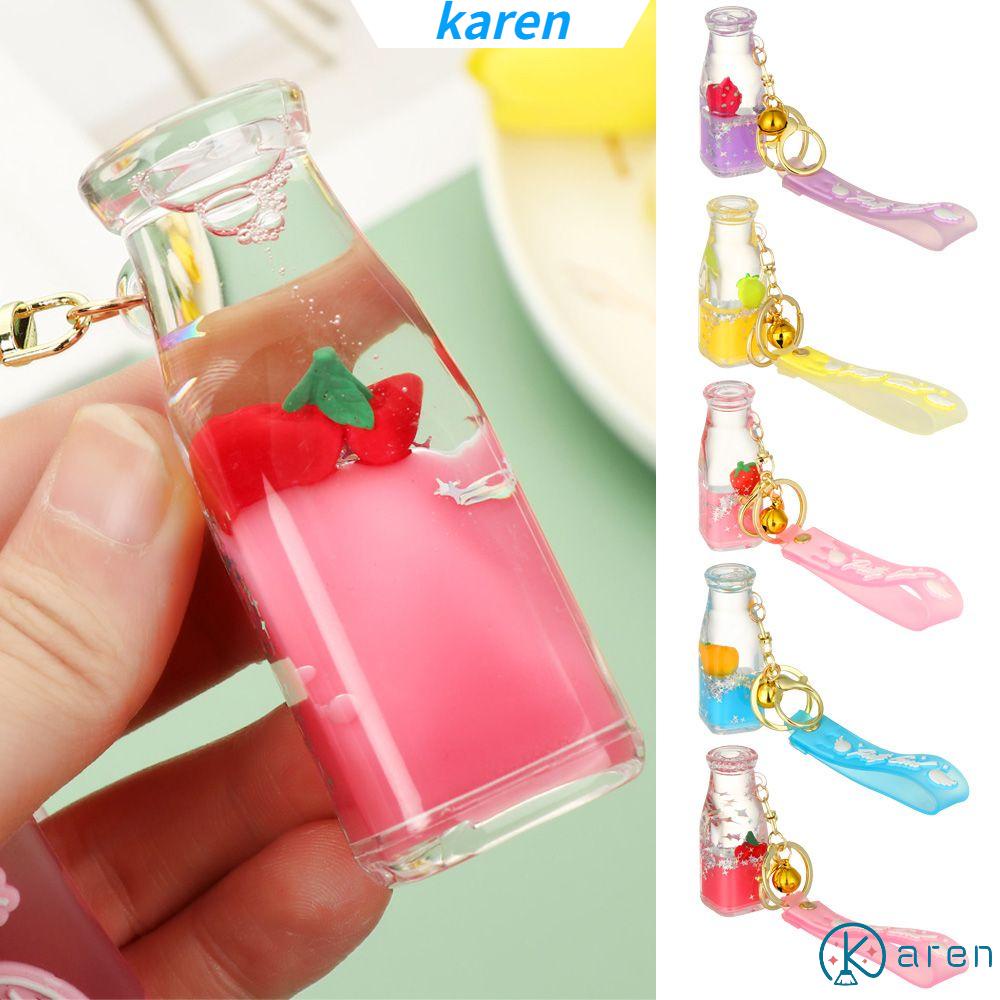 Móc Chìa Khóa Bằng Da Hình Bình Sữa Chua Nhiều Màu Dễ Thương