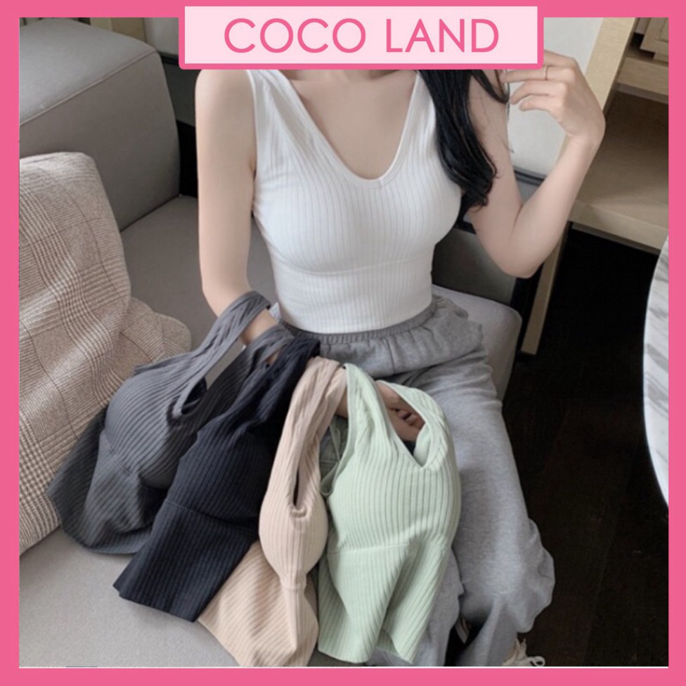 Áo Lót Nữ Bra Tập Gym Thể Thao Len Tăm Hàn Kết Hợp Với Vest Khoác Ngoài Thanh Lịch V90 coco land - chất bền
