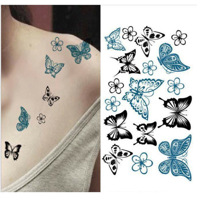 Hình xăm dán Tatto bươm bướm xinh C15