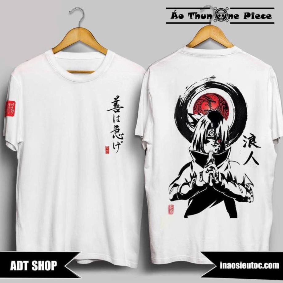 ⚡️SALE HOT⚡️Áo Thun In 2 Mặt Sasuke Uchiha Trắng Đen Cực Chất, Cực Ngầu - Áo Thun Naruto