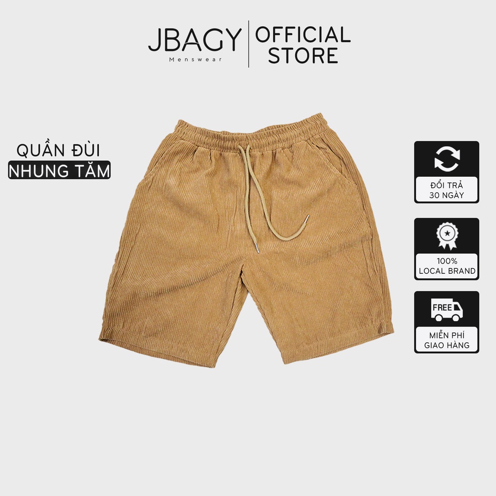 Quần đùi nam ống rộng chất liệu vải nhung tăm form rộng oversize unisex thương hiệu JBAGY - JBN01