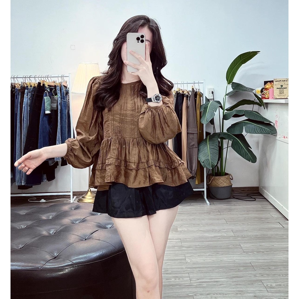 ✨BÁN SỈ✨Áo babydoll đũi bèo 2 màu nâu, trắng