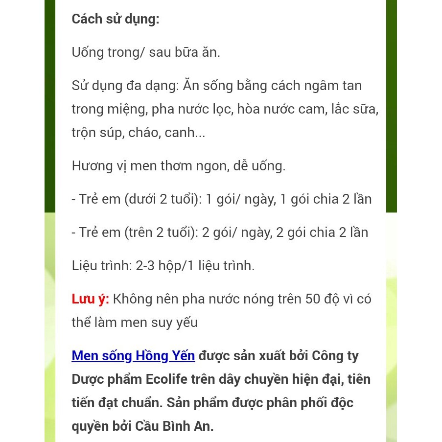 Men sống Hồng Yến Cầu Bình An