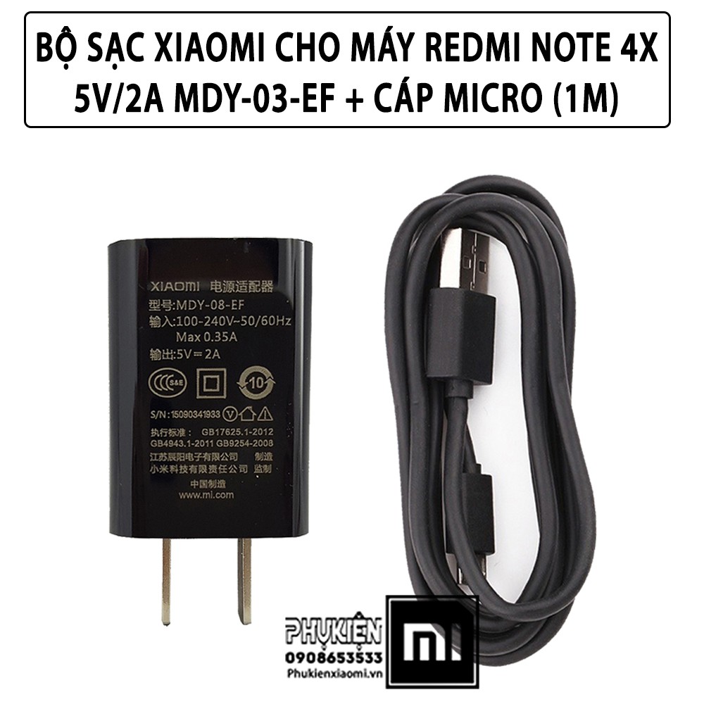 Củ sạc Xiaomi Cho máy Xiaomi - 5V/2A MDY-03-EF + Cáp Micro - Chính hãng