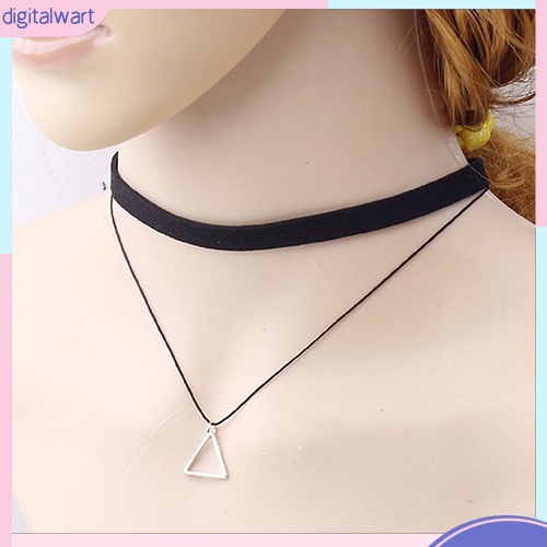 Choker thiết kế hai lớp đính mặt tam giác cá tính cho nữ