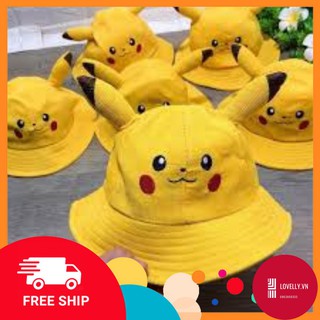 Mũ / Nón tai bèo pikachu - Nón bucket hình pikachu - mũ pikachu rộng vành