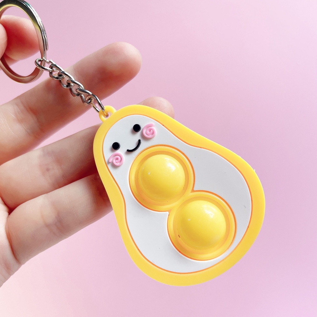 🍉Móc Khóa Hình Quả Bơ Pop-it Độc Đáo - Móc Chìa Khóa Bơ Mặt Cười DUASHOP