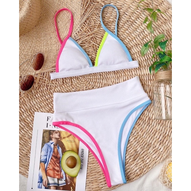 Bikini Quảng Châu cạp cao viền nhiều màu