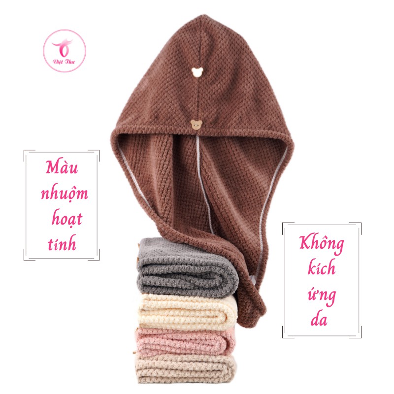 Khăn ủ tóc nhanh khô VIỆT THƯ, khăn quấn tóc MICROFIBER 1 lớp dày, siêu mềm, siêu thấm, 25x65cm, 80g