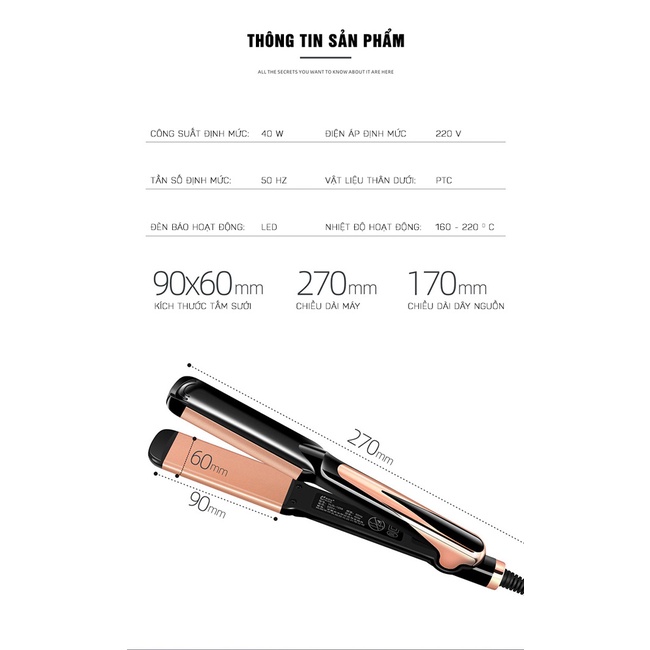 Máy Kéo Tóc Máy Uốn Duỗi Tóc Đa Năng 2in1 Cao Cấp Có Chỉnh Nhiệt Tráng Ceramic Bảo Vệ Tóc - TM099