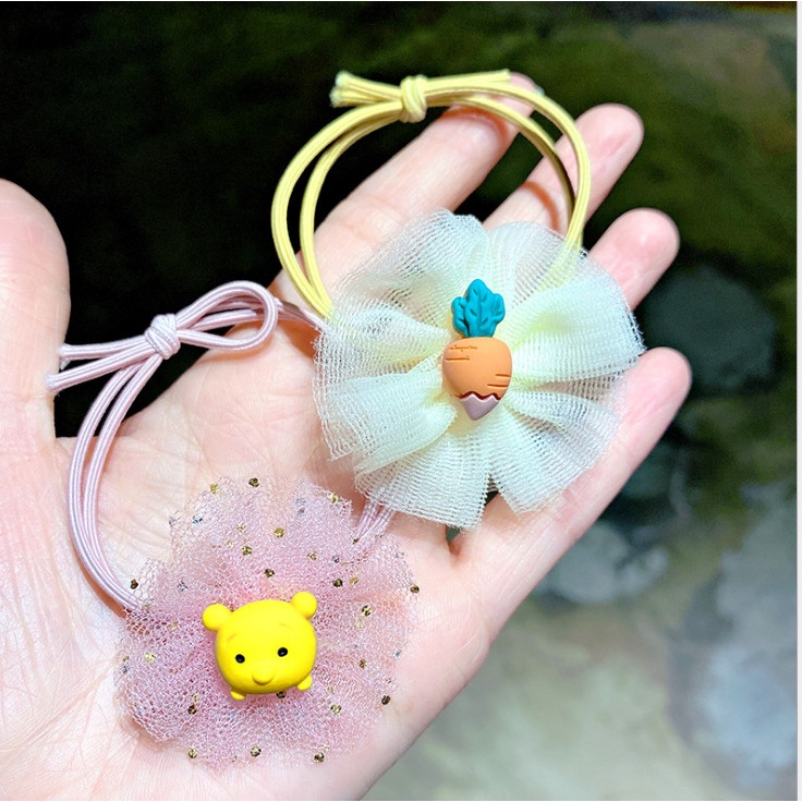 Dây cột tóc phối hoa ren, dây cột tóc cho bé nhiều màu sắc, cute