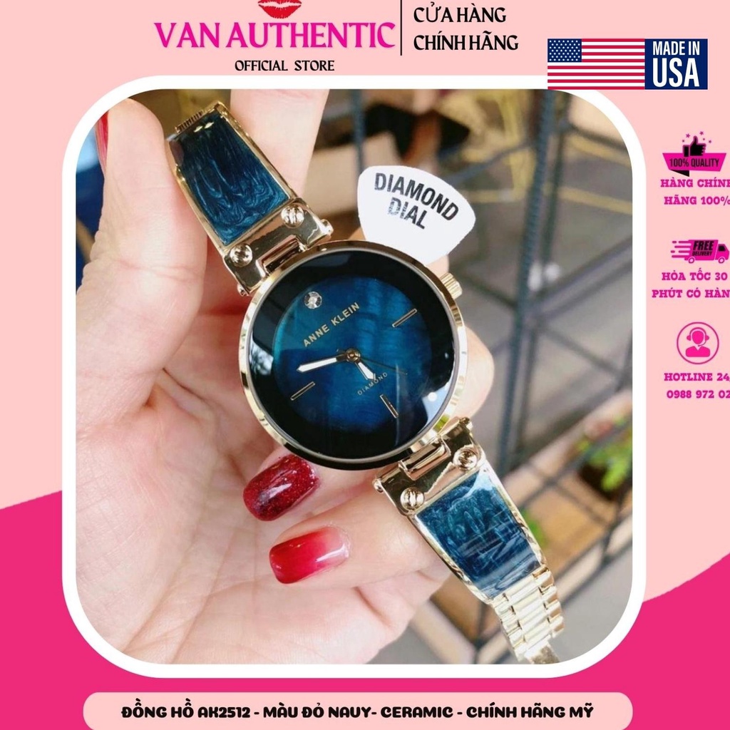 Đồng hồ Nữ dây kiềng đá model  AK/2512- ANNE KLEIN -màu XANH NAVY