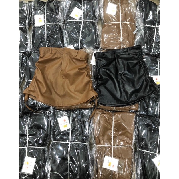 Tri ân  Chân váy da rút dây 2 lớp siêu hót