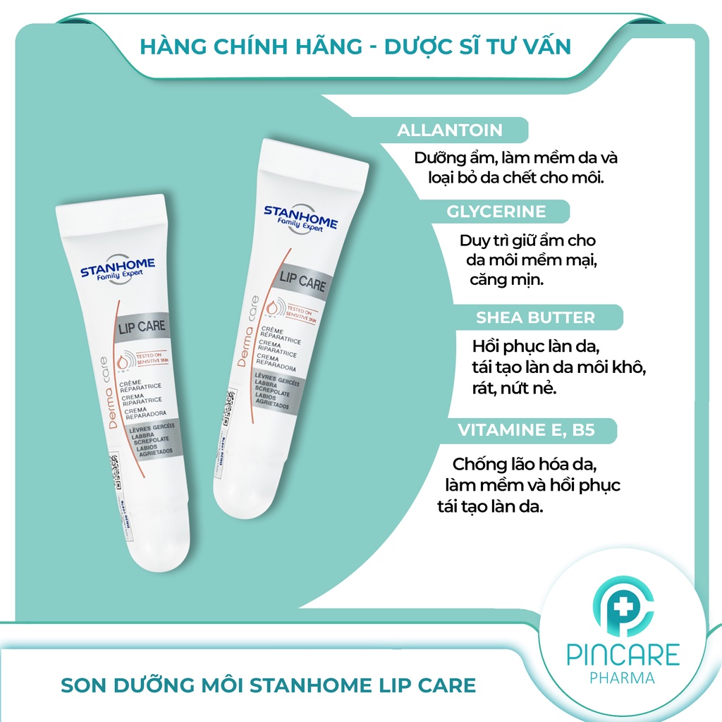 Son dưỡng môi Stanhome Lip Care 15ml phục hồi môi khô, nứt nẻ - Hàng chính hãng - Nhà thuốc PinCare