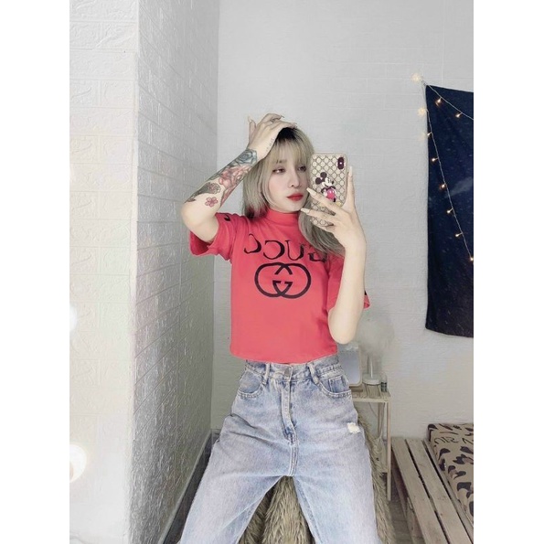 Áo Thun Croptop Tay Phồng Dễ Phối Đồ