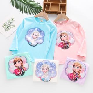 Áo thun tay dài đính kim tuyến lấp lánh xinh xắn cho bé gái
