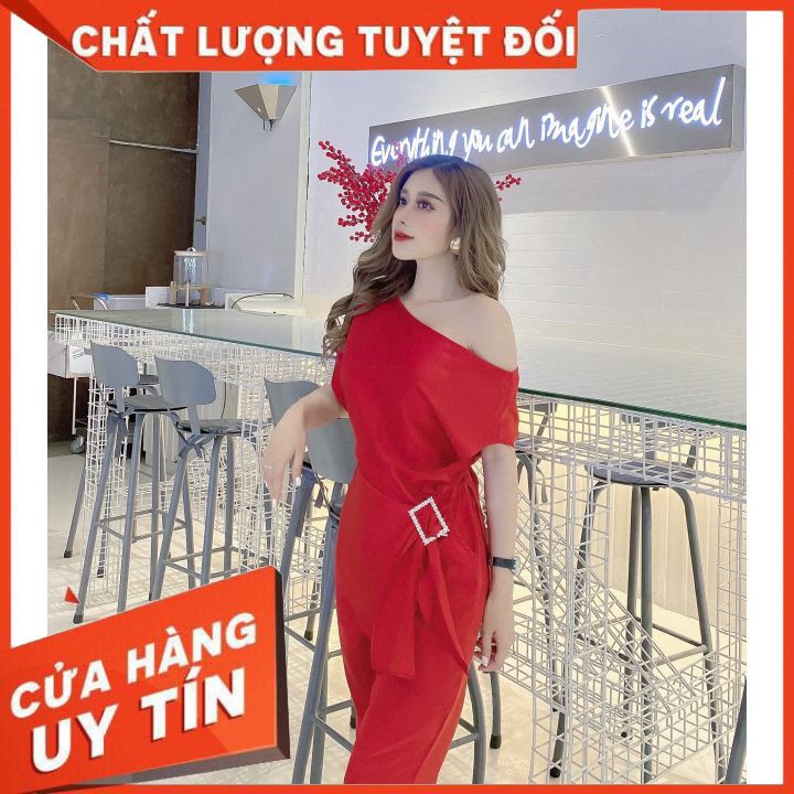 Set Áo Bẹt Vai [CoCo Shop] Set Áo Bẹt Vai Tag Eo + Quần Suông - Thời Trang Thiết Kế | BigBuy360 - bigbuy360.vn