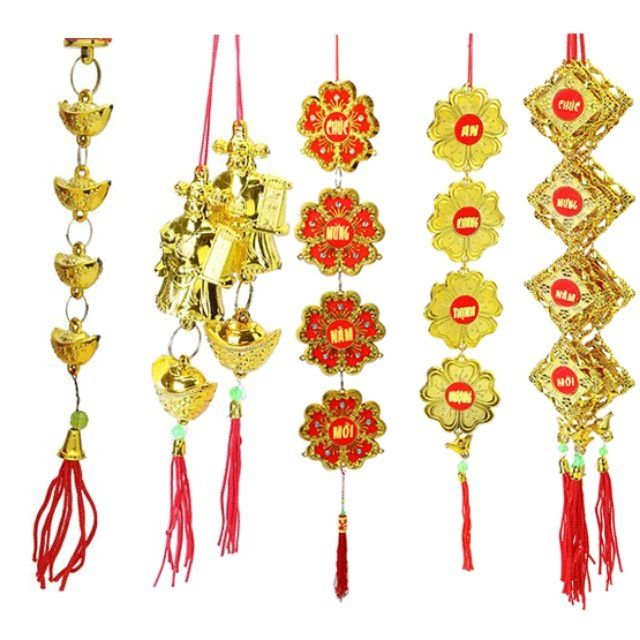 Bộ 20 liễn, thẻ bài, dây treo trang trí Tết