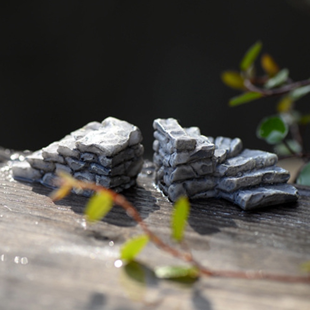 【SPP】2Pcs Mini Resin Garden Miniature Stone Steps Road Staircase Landscape Ornament