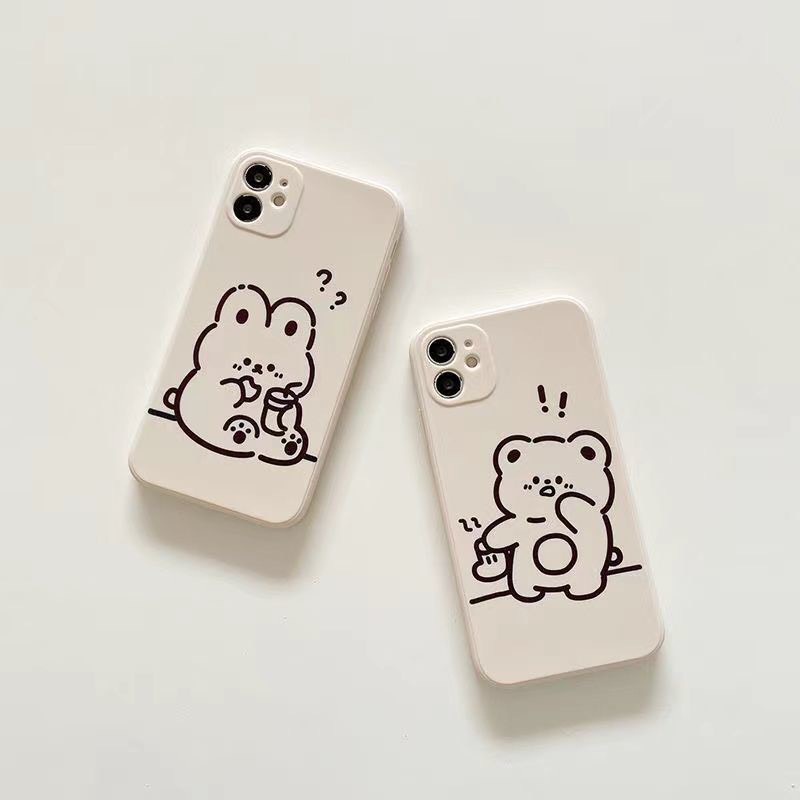 Ốp lưng BVC cạnh vuông giả 14 hình gấu 5 6 5s/6/6plus/6s/6splus/7/7plus/8/8plus/x/xr/xs/11/12/pro/promax/13/14Promax