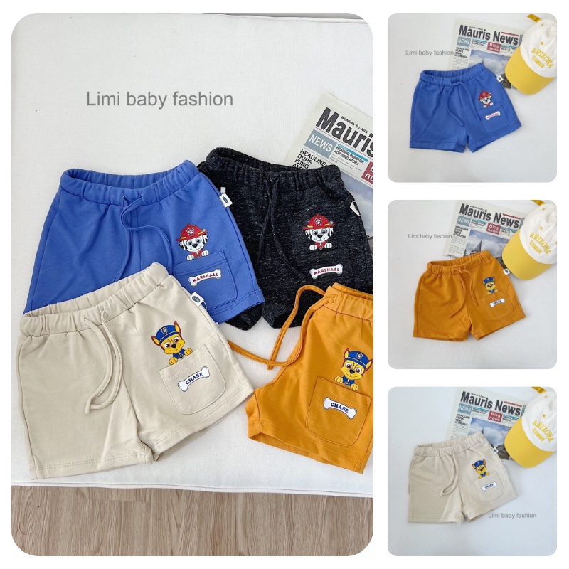 Quần đùi trẻ em, quần ngắn đội chó cứu hộ bé trai bé gái chất cotton da cá cao cấp mềm mại Xu Xu Kids size từ 8 đến 23kg