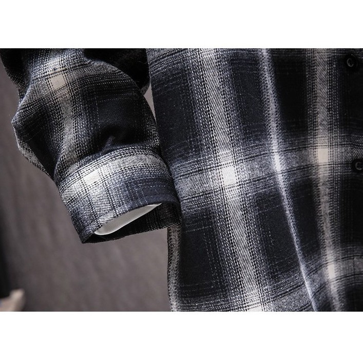Áo Sơ Mi Cho Cả Nam Và Nữ Kẻ Caro Flannel Phối Mũ Unisex Vải Kate Hàn Đẹp Và Thoáng Mát