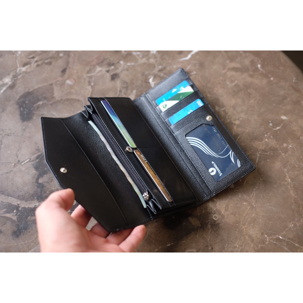 NAMIKO WALLET - Ví nữ da thật 3 gấp dáng dài có cúc bấm HP73