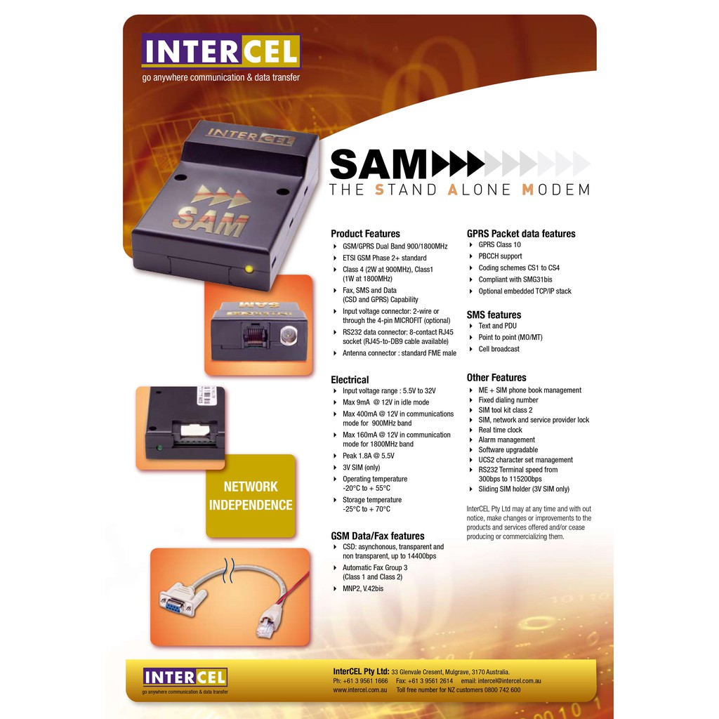 GSM Modem InterCel SAM2W THIẾT BỊ HỖ TRỢ GỬI TIN NHẮN