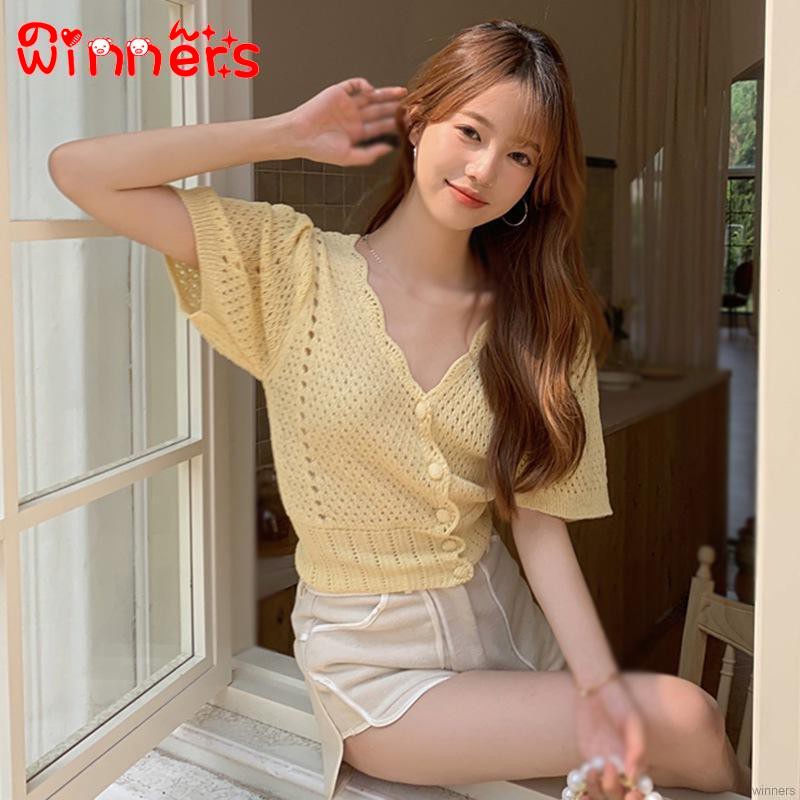 Áo Cardigan Dệt Kim Tay Ngắn Cổ Chữ V Thời Trang Mùa Hè Cho Nữ | BigBuy360 - bigbuy360.vn