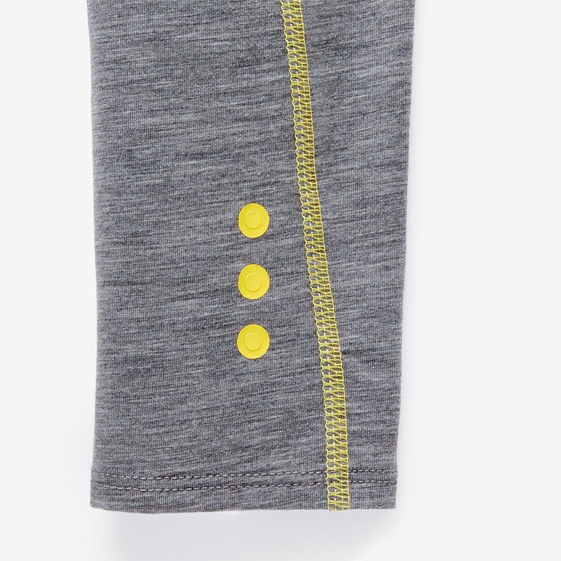 Legging tập gym trẻ em Decathlon DOMYOS 500 cho bé gái - Xám trung tính/Vàng