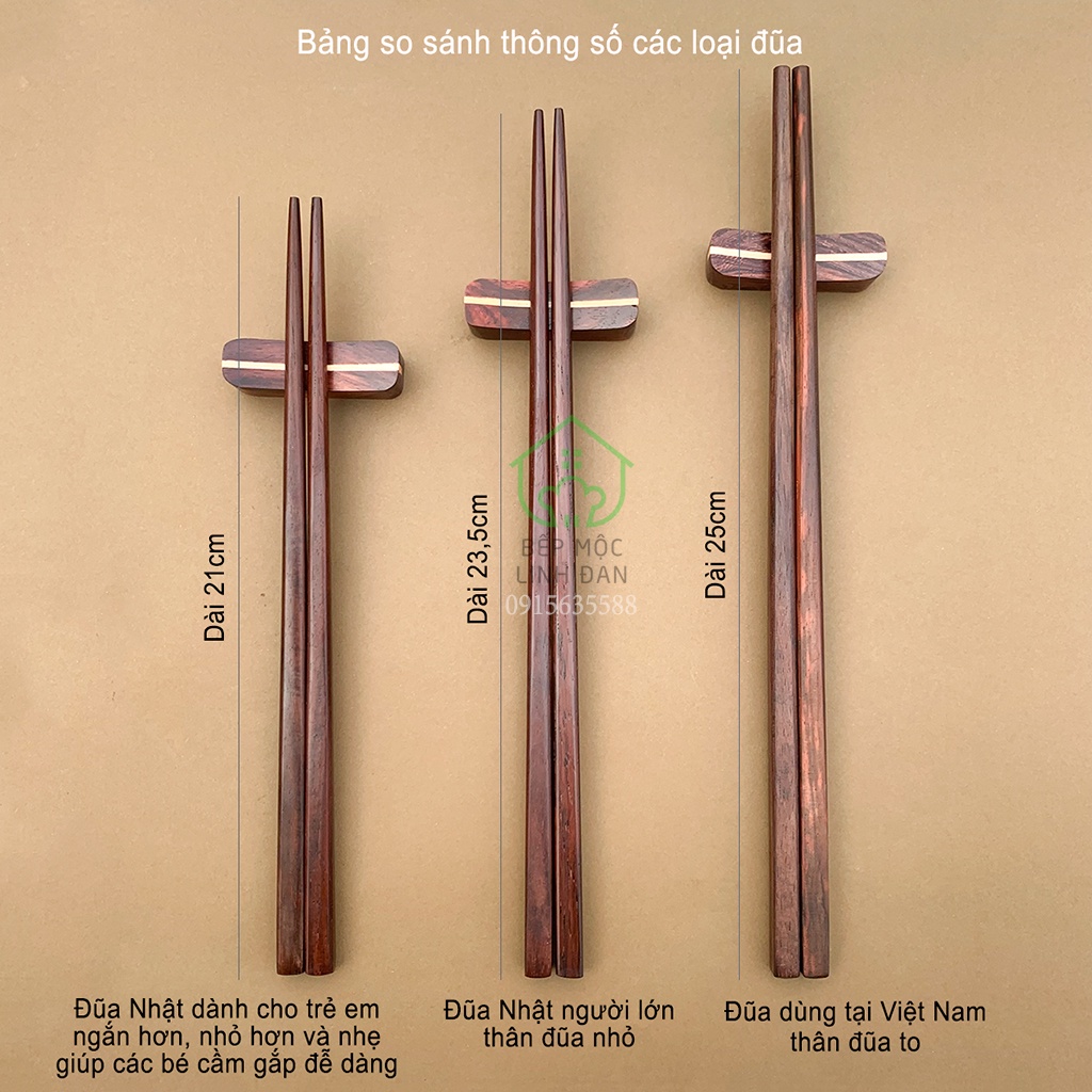 Đũa Nhật Gỗ Trắc Tự Nhiên Siêu Sạch HAHANCO  Đũa Thon Nhỏ Nhẹ