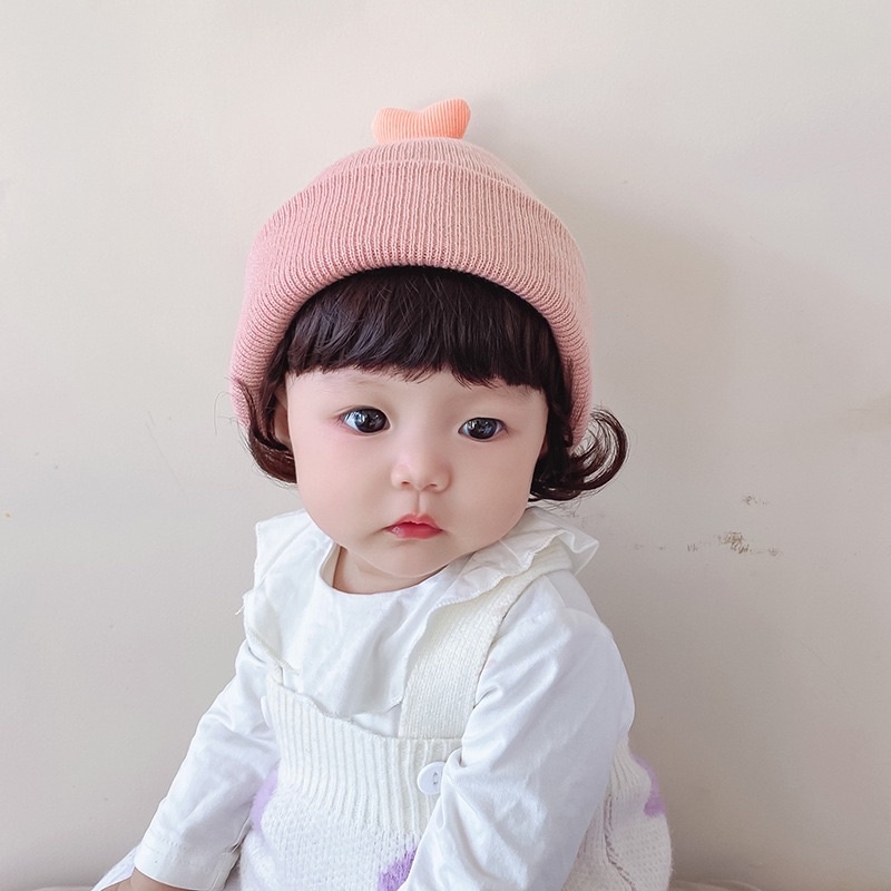 Mũ len cho bé đính hình tim dễ thương, phong cách Hàn Quốc, từ 6 tháng đến 3 tuổi