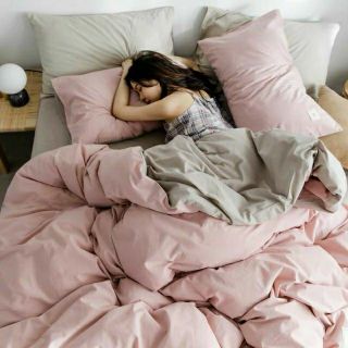 Bộ chăn ga gối Cotton Tici nhập khẩu hồng be