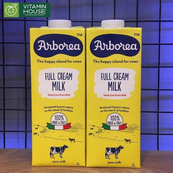 Sữa tươi nguyên kem Ít kem Tách kem Arborea Italy hộp lớn 1 lít [VITAMIN HOUSE]