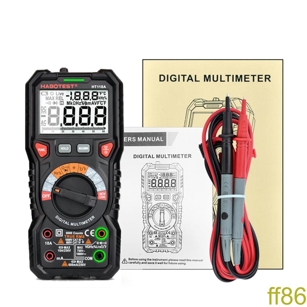 Đồng hồ vạn năng đo điện trở không tiếp xúc có đèn nền và màn hình LCD kỹ thuật số 6000 mức tự động điều chỉnh phạm vi
