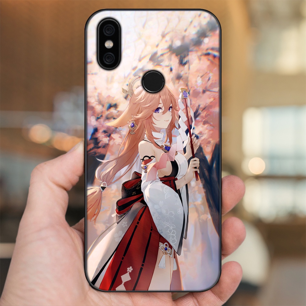 Ốp lưng Xiaomi Mi A2, Redmi 6X viền đen in hình Yae Miko Genshin Impact