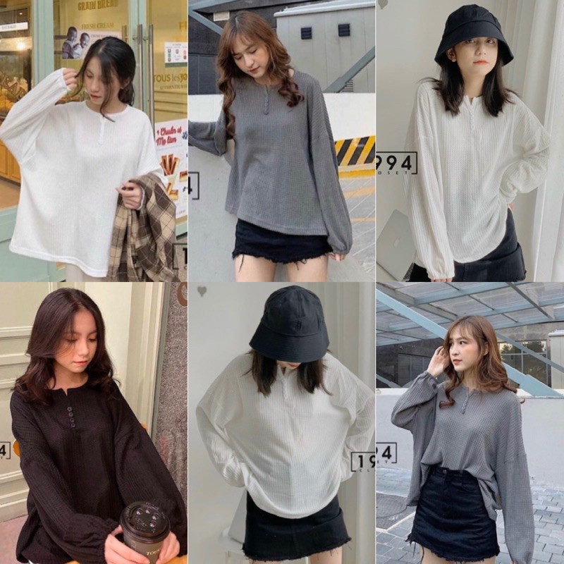 Áo Len TAY DÀI CARDIGAN CÚC NGỰC chất len dệt kim mỏng vải đẹp tay áo bo chun form rộng tone màu trơn basic | BigBuy360 - bigbuy360.vn