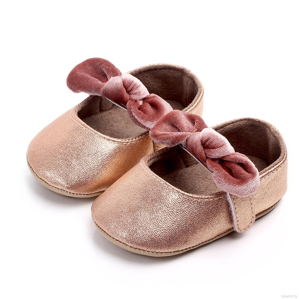 Giày búp bê đế mềm chống trượt đính nơ cho bé gái tập đi