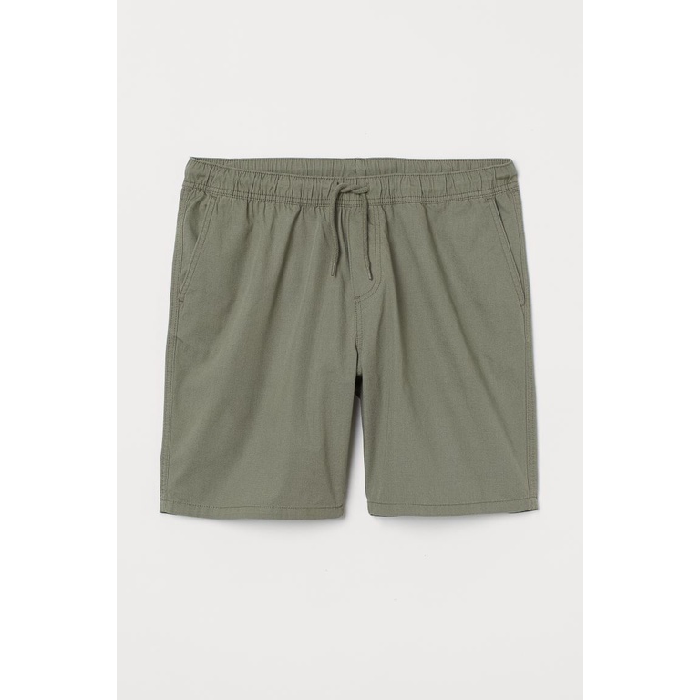 Quần short cotton vừa vặn thông thường xanh rêu hắttt mờ
