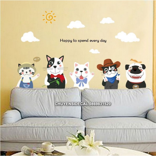 Decal dán tường - Chó Hiện đại 04