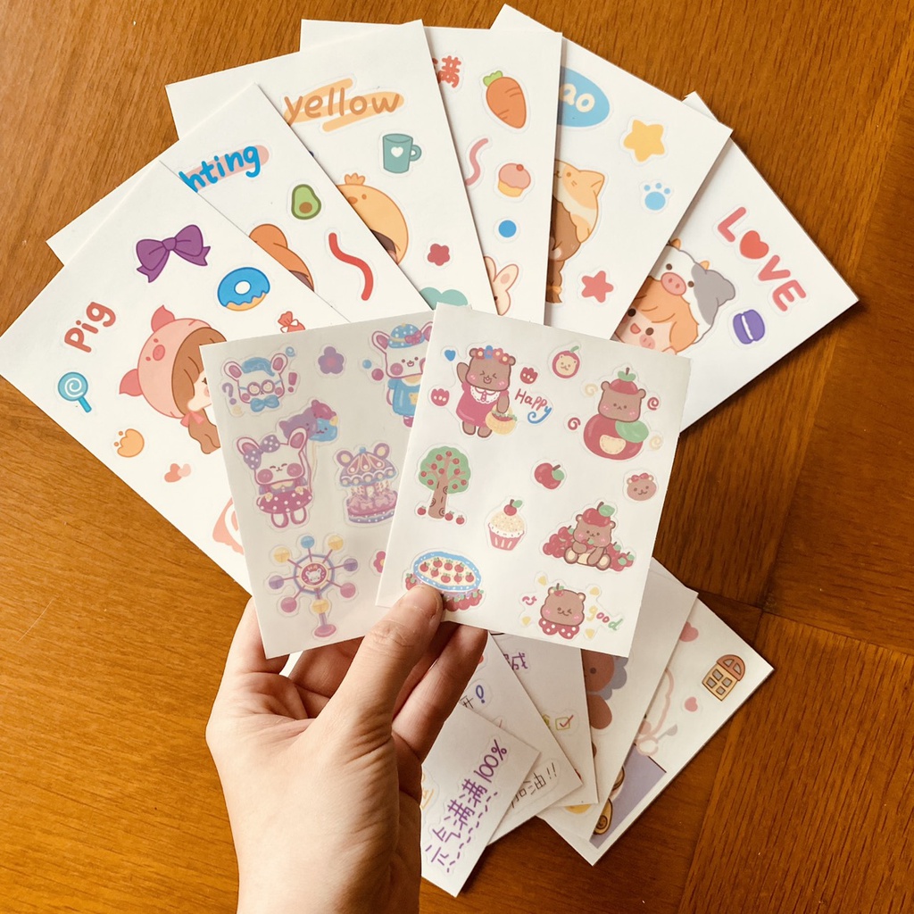 [THANH LÝ] Sticker cô gái dễ thương xinh xắn hình nhãn dán ghi chú