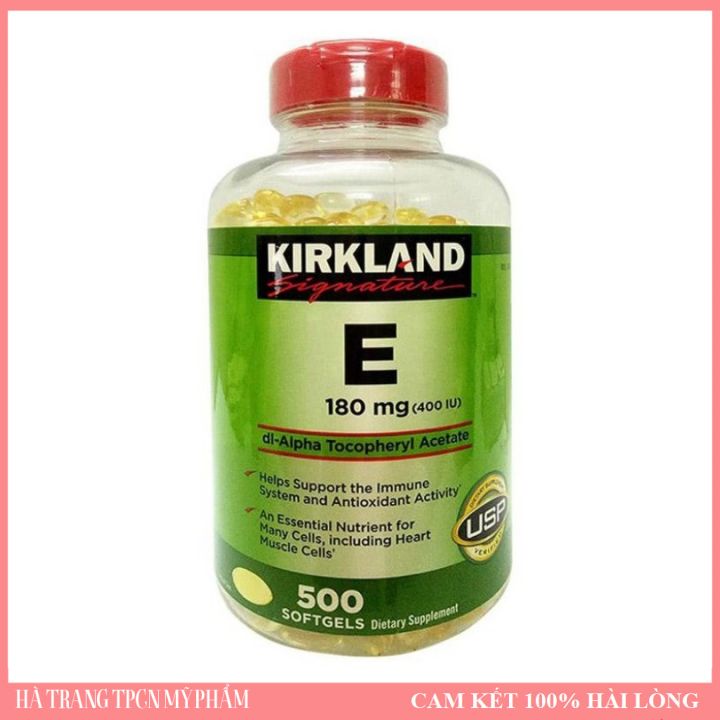 Viên Hỗ Trợ Làm Đẹp Da, Chống Lão Hoá, Giảm Mụn Trứng Cá - Vitamin E Kirkland 400 IU 500