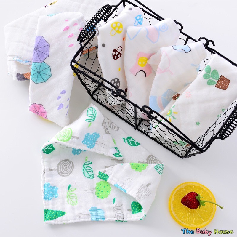 Khăn Quàng Cổ Cho Bé  𝐅𝐑𝐄𝐄𝐒𝐇𝐈𝐏 Khăn Yếm 6 Lớp Sợi Tre Họa Tiết Xinh Xắn Cho Bé