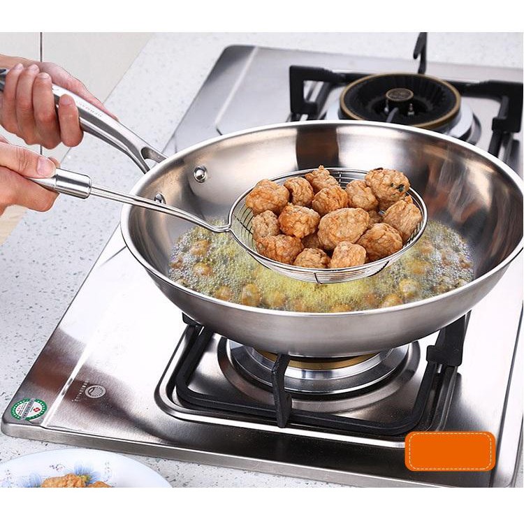 Vợt chiên vớt ráo dầu cán inox - 13x35 cm,vợt chiên đa chức năng